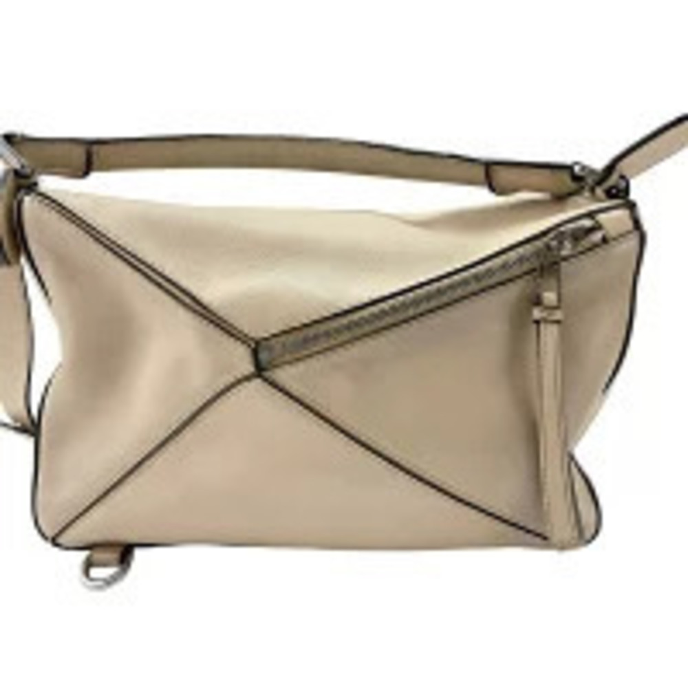 Loewe Calfskin Puzzle Bag Handbag Beige Cream
